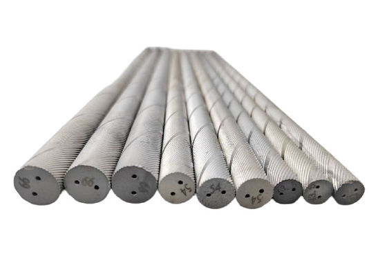 Alta dureza de carburo fino de la varilla espiral / varilla de tungsteno roscado con doble agujero